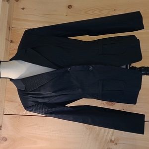 Black Pinstriped Blazer Jacket Career Wear